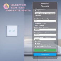 Nous Nous L2T WiFi Smart Světelný vypínač s Tasmota firmwarem (2 kanály)