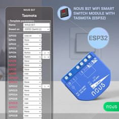 Nous Nous B1T WiFi Tasmota Spínací Modul (1 kanál, bez měření spotřeby, ESP32)