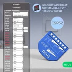 Nous Nous B2T WiFi Tasmota Spínací Modul (1 kanál, měření spotřeby, ESP32)