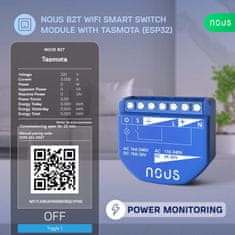 Nous Nous B2T WiFi Tasmota Spínací Modul (1 kanál, měření spotřeby, ESP32)