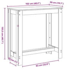 Vidaxl Barový stůl hnědý dub 102 x 50 x 103,5 cm kompozitní dřevo