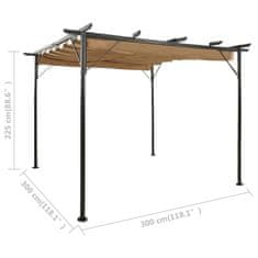 Vidaxl Pergola se zatahovací střechou taupe 3 x 3 m ocel 180 g/m²