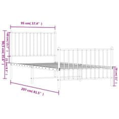 Vidaxl Kovový rám postele s hlavovým a nožním čelem bílý 90 x 200 cm