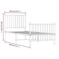 Vidaxl Kovový rám postele s hlavovým a nožním čelem bílý 80 x 200 cm