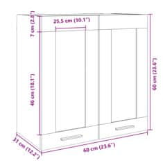 Vidaxl Horní skříňka prosklená dub sonoma 60 x 31 x 60 cm dřevotříska