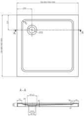 Mexen Mexen Flat slim čtvercová sprchová vanička 100 x 100 cm, černá, černý sifon - 40701010B - MEXEN