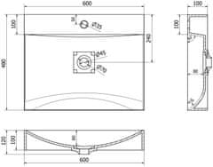 Mexen Mexen Poli umyvadlo na desku z konglomerátu 1/O 60 x 48 cm, bílá - 23026001 - MEXEN