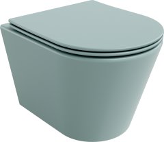 Mexen Mexen Rico rimless WC + SLIM soft-close sedátko, Duroplast, světle zelená matná 30724048 - MEXEN