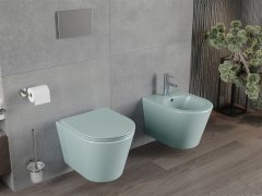 Mexen Mexen Rico rimless WC + SLIM soft-close sedátko, Duroplast, světle zelená matná 30724048 - MEXEN