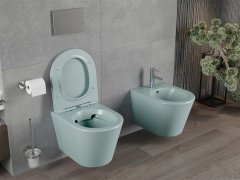 Mexen Mexen Rico rimless WC + SLIM soft-close sedátko, Duroplast, světle zelená matná 30724048 - MEXEN