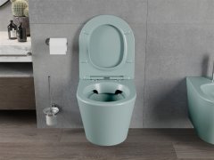 Mexen Mexen Rico rimless WC + SLIM soft-close sedátko, Duroplast, světle zelená matná 30724048 - MEXEN