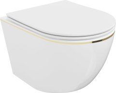 Mexen Mexen Lena rimless WC + SLIM soft-close sedátko, Duroplast, bílo/zlatá linka 30224005 - MEXEN