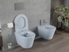 Mexen Mexen Rico rimless WC + SLIM soft-close sedátko, Duroplast, šedomodrá matná 30724069 - MEXEN