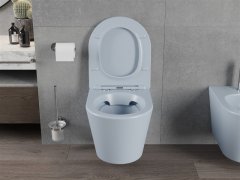 Mexen Mexen Rico rimless WC + SLIM soft-close sedátko, Duroplast, šedomodrá matná 30724069 - MEXEN