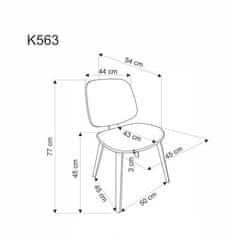 Halmar Moderní jídelní židle K563 ořechová / šedá / černá (1p=2szt)