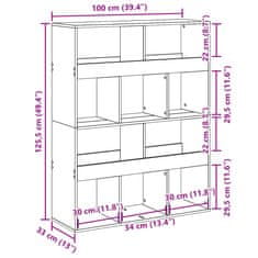 Vidaxl Dělicí stěna betonově šedá 100 x 33 x 125,5 cm kompozitní dřevo