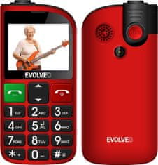 Evolveo EasyPhone FL, mobilní telefon pro seniory s nabíjecím stojánkem, červená