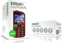 Evolveo EasyPhone FL, mobilní telefon pro seniory s nabíjecím stojánkem, červená