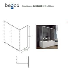 Besco BESCO DUO SLIDE II, pevná stěna, 70 × 150 cm, chrom, čiré sklo BCDUSL70CC - Besco