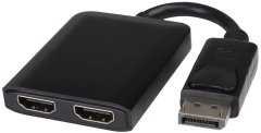 PremiumCord adaptér DisplayPort - 2x HDMI, rozšíření + zrcadlení obrazu, 4K*2K@60Hz