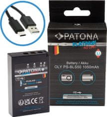 PATONA baterie pro foto Olympus BLS-5/BLS5 1050mAh Li-Ion Platinum USB-C nabíjení