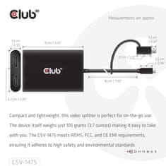 Club 3D Video rozbočovač USB-C/A na 2xHDMI 2.0, Dual Monitor, 4K60Hz (M/F) CSV-1475