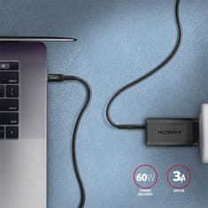 AXAGON kabel USB-C - USB-C, USB 2.0, PD 60W 3A, ALU, opletený, 2m, černá