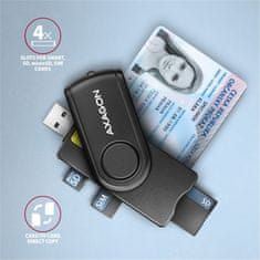 AXAGON CRE-SMP2A, USB-A PocketReader 4-slot čtečka Smart card (eObčanka) + SD/microSD/SIM