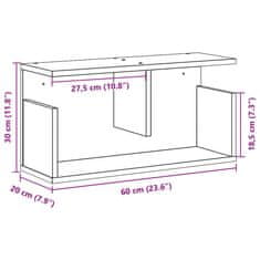 Vidaxl Nástěnná skříňka 60 x 20 x 30 cm hnědý dub kompozitní dřevo