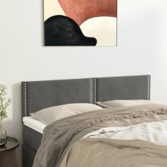 Vidaxl Čela postele 2 ks tmavě šedá 72 x 5 x 78/88 cm samet