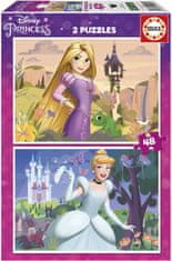 Educa Puzzle Disney princezny: Locika a Popelka 2x48 dílků