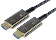 PremiumCord PremiumCord optický fiber kabel, Ultra High Speed HDMI 2.1, 8K@60Hz, zlacené, opletený, 10m - použité