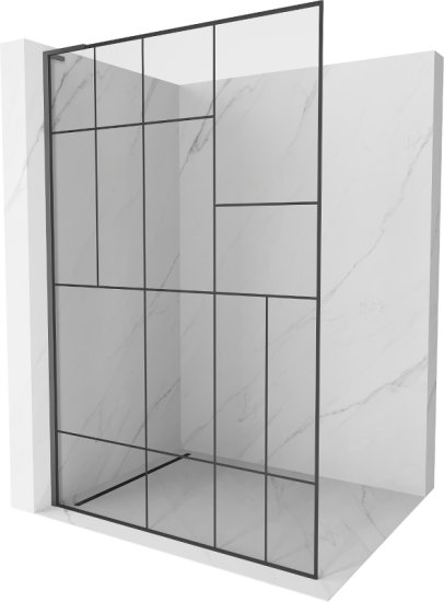 Mexen Mexen Kioto L Walk-in sprchová stěna 90x200 cm, černý vzor, kov 800-090-103-95-78 - MEXEN