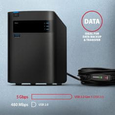 AXAGON ADR-310 USB 3.2 Gen 1 A-M->A-F, aktivní prodlužka/repeater kabel 10m