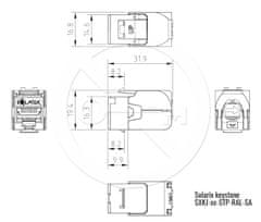 Solarix Samořezný keystone Solarix CAT6A STP SXKJ-10G-STP-RAL-SA, RAL FIT moduly, GROUND LOCK