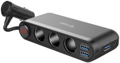 Yenkee nabíjecí adaptér do auta YAC 470, 3x USB-A, USB-C, 3x 12V, černá