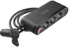 Yenkee nabíjecí adaptér do auta YAC 470, 3x USB-A, USB-C, 3x 12V, černá