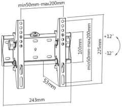 Gembird držák TV, 23"-42" (30kg), náklopný