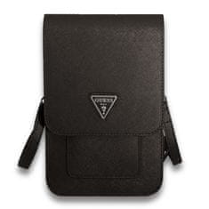 Guess Saffiano Triangle Logo Wallet univerzalní pouzdro Černá