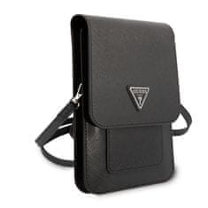 Guess Saffiano Triangle Logo Wallet univerzalní pouzdro Černá