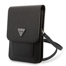 Guess Saffiano Triangle Logo Wallet univerzalní pouzdro Černá