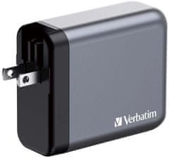 Verbatim cestovní adaptér GNC-140, GaN, 2xUSB-C PD 140W, USB-C PD 20W, USB-A QC