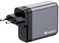 Verbatim cestovní adaptér GNC-140, GaN, 2xUSB-C PD 140W, USB-C PD 20W, USB-A QC