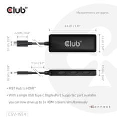 Club 3D hub MST USB-C na 3xHDMI, Single: 8K30Hz, Triple: 4K60Hz (CSV-1554)