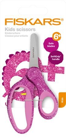 Fiskars Nůžky "Glitter Kids", růžová, školní, 13 cm, 1064074