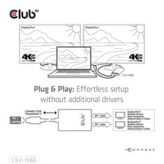 Club 3D Video hub Thunderbolt 3 na 2x DP, Dual 4K60Hz nebo Single 8K60Hz/4K120Hz (CSV-1586)