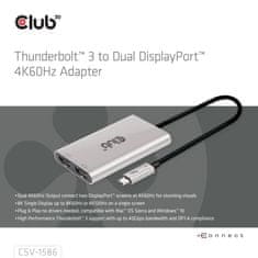 Club 3D Video hub Thunderbolt 3 na 2x DP, Dual 4K60Hz nebo Single 8K60Hz/4K120Hz (CSV-1586)