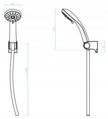 Kuchinox Sprchový set 225x90 mm 3-funkční sprcha černá Cento