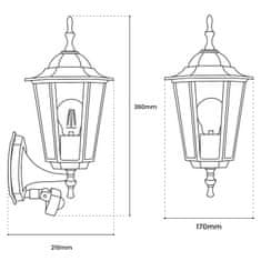 LUMILED Zahradní lampa E27 fasádní nástěnné svítidlo BELLIS patina s pohybovým senzorem