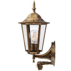 LUMILED Zahradní lampa E27 fasádní nástěnné svítidlo BELLIS patina s pohybovým senzorem